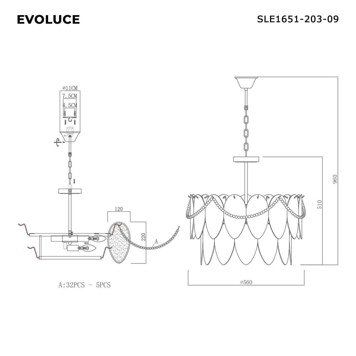 Подвесная люстра Evoluce Roomi SLE1651-203-09