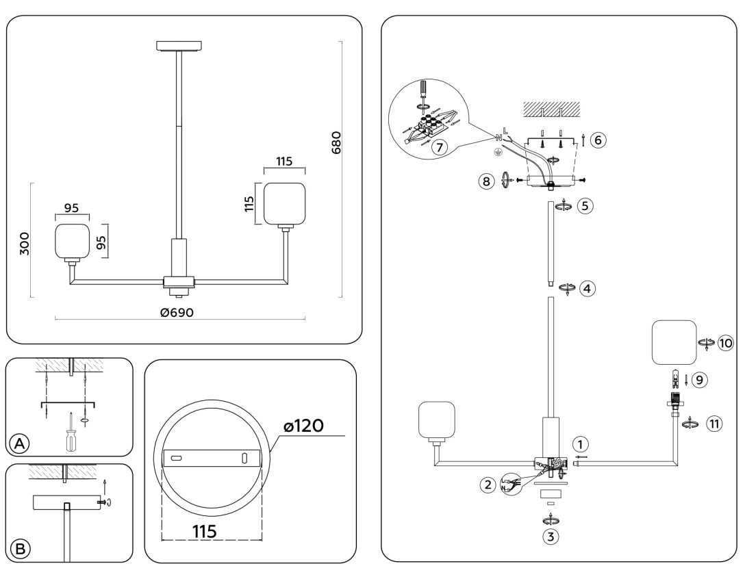 Подвесная люстра Ambrella light High Light LH53015