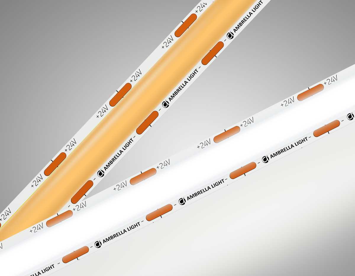 Светодиодная лента Ambrella Light GS4802 COB 616Led/19W m/ 24V IP20 4500K/ 5m*12mm*2mm (2 конт.) GS4802