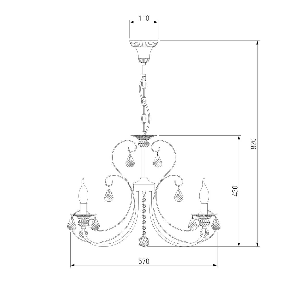 Подвесная люстра Eurosvet Alda 3305/5 латунь/прозрачный хрусталь Strotskis a072114