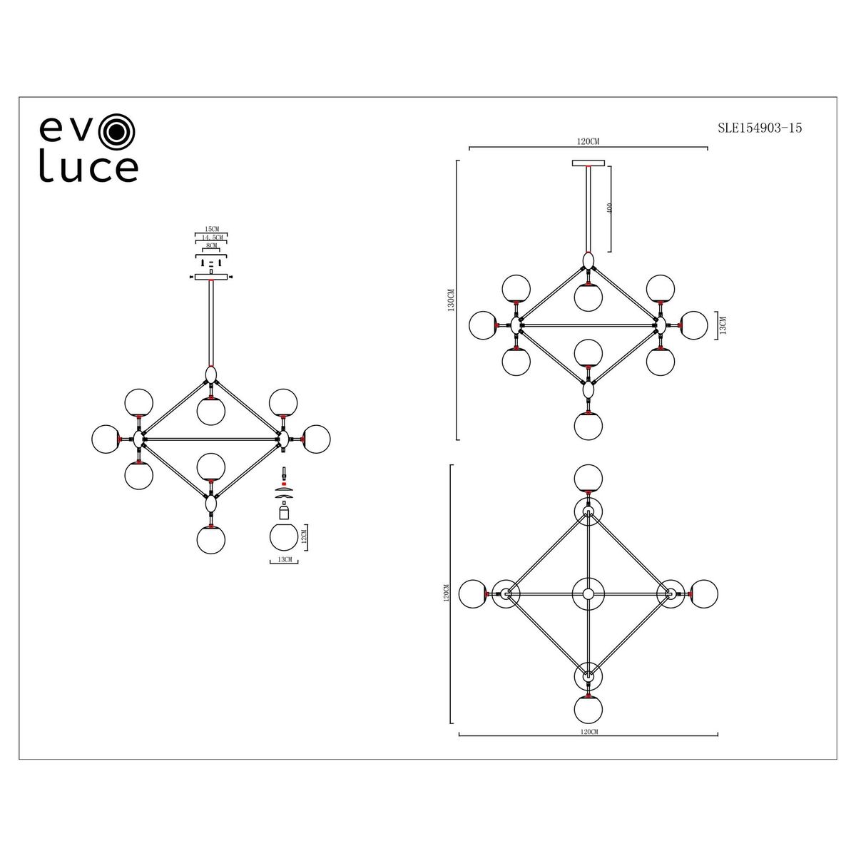 Подвесная люстра Evoluce Lacotta SLE154903-15