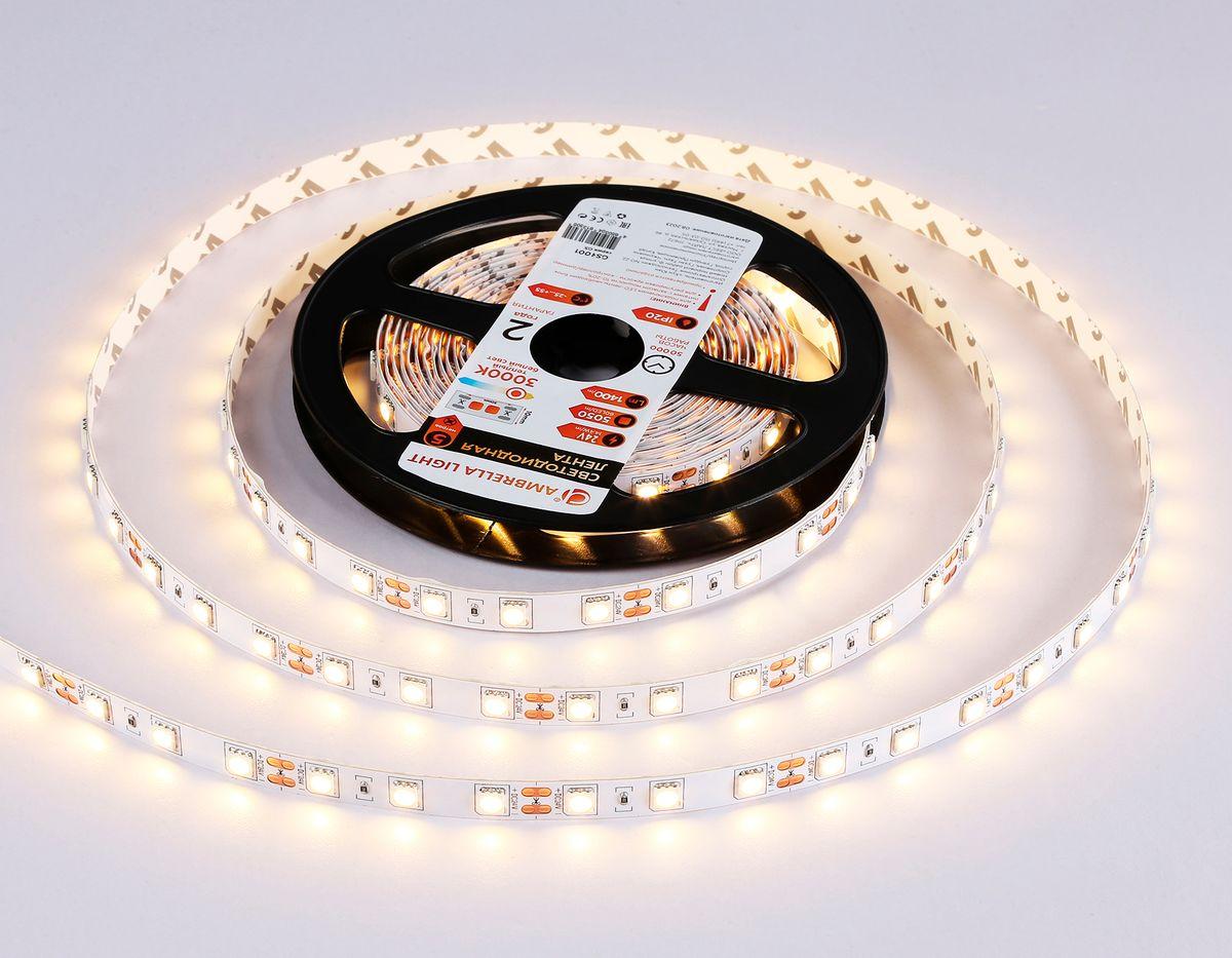 Светодиодная лента Ambrella Light 14,4W/m 60LED/m 5050SMD теплый белый 5M GS4001