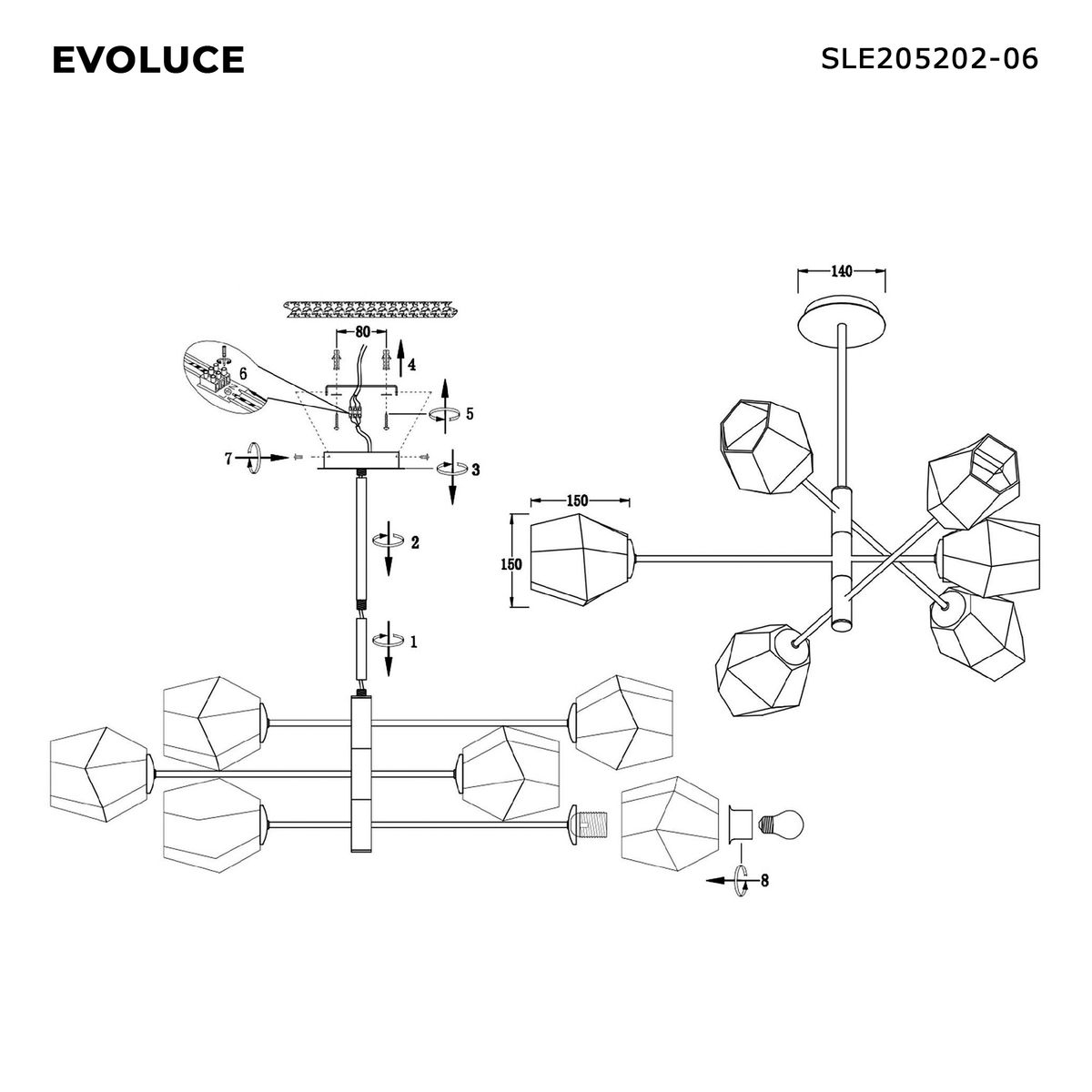 Подвесная люстра Evoluce TERRAMO SLE205202-06