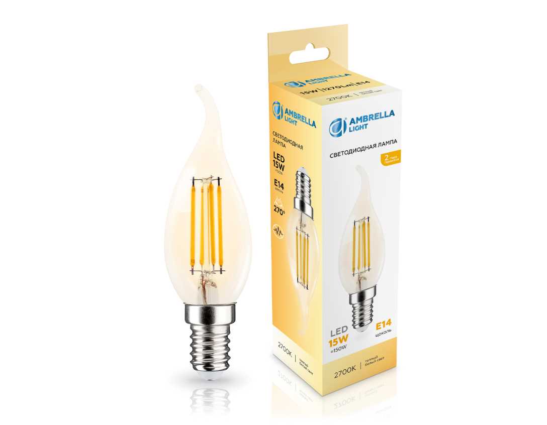 Лампа светодиодная Свеча на ветру CF35 15W 2700K Ambrella light Bulding 351523