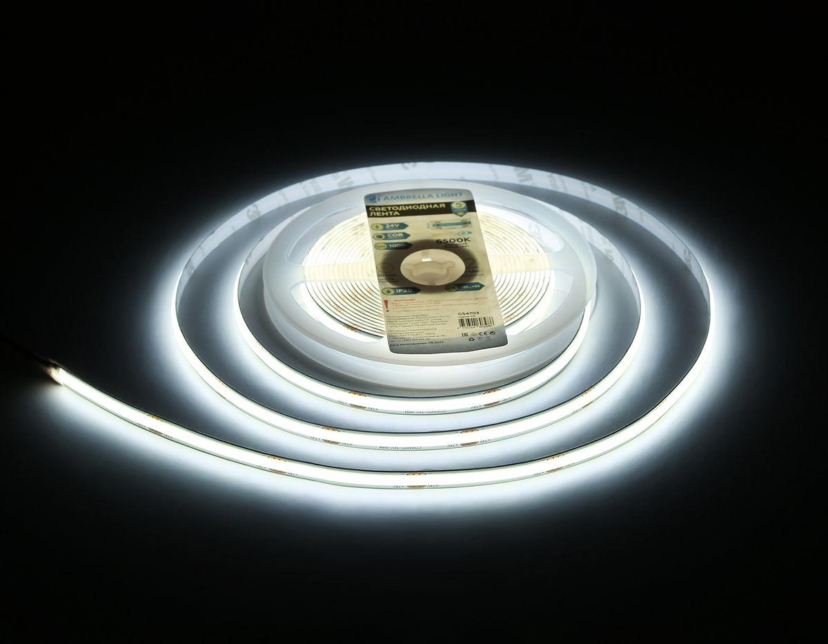 Светодиодная лента Ambrella Light 12W/m 480LED/m COB холодный белый 5M GS4703
