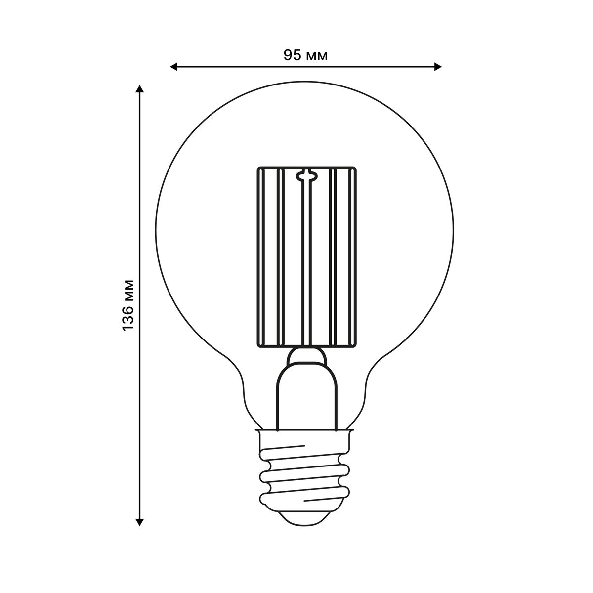 Лампа светодиодная Uniel E27 5W 3000K прозрачная LED-G95-5W/3000K/E27/CL GLY01TR UL-00011942