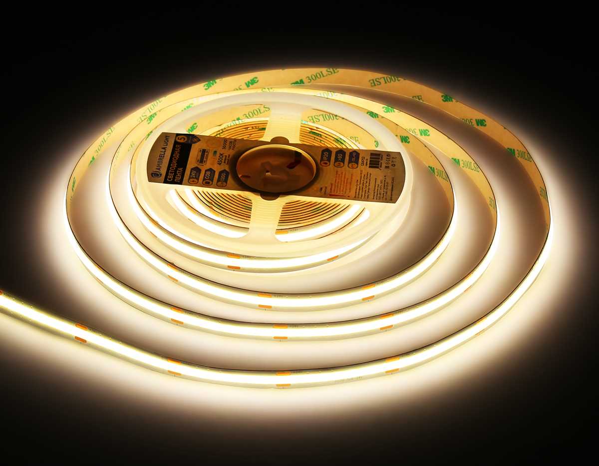 Светодиодная лента Ambrella Light GS4752 COB 528Led/14W m/ 24V IP20 4500K/ 5m*10mm*2mm (2 конт.) GS4752