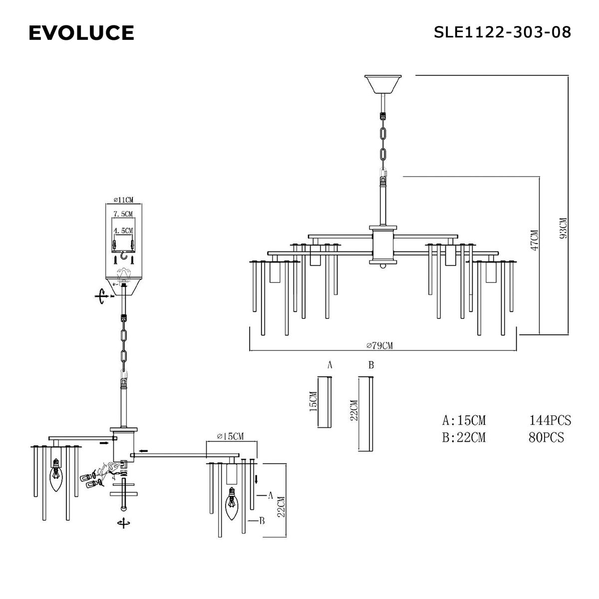 Подвесная люстра Evoluce Lynden SLE1122-303-08
