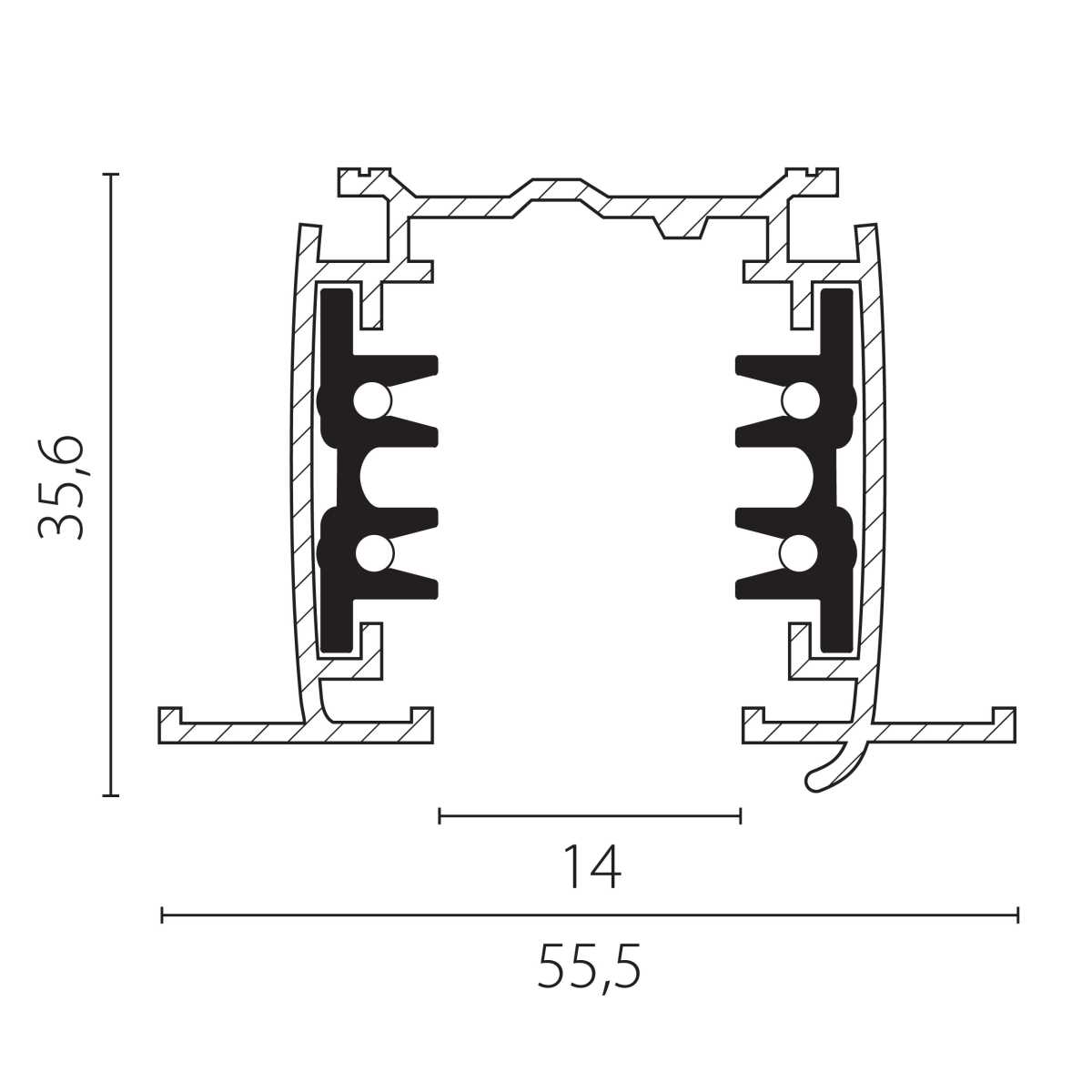 Трек четырехконтактный 3-фазный встраиваемый со стыковочными пазами (круглые медные жилы) 3м Quattro Lightstar 503038-R