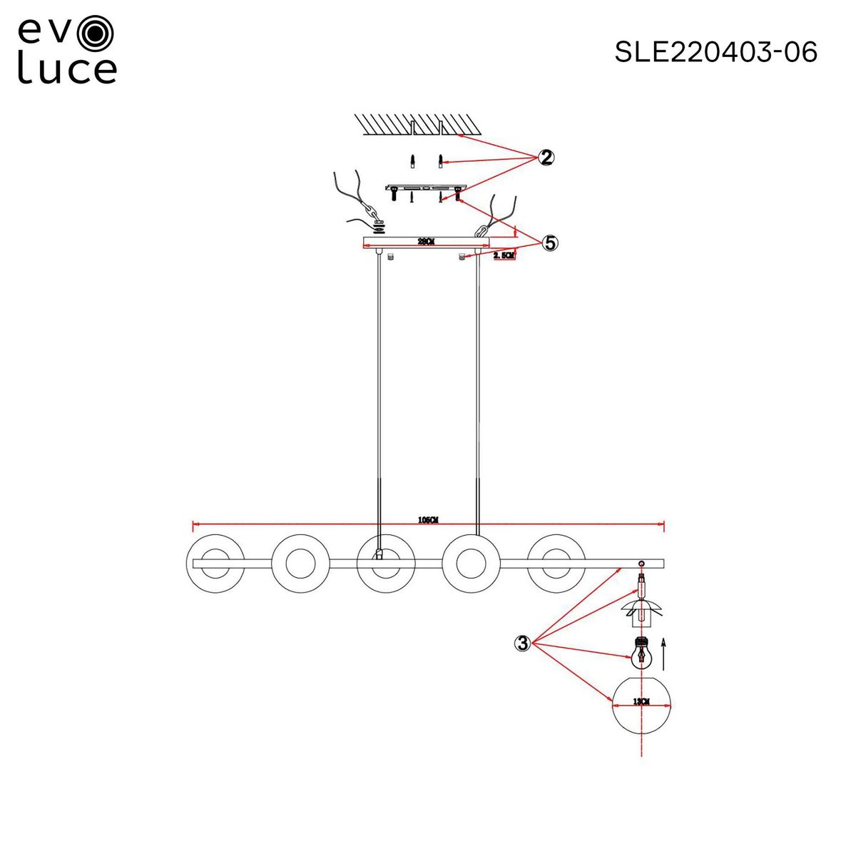 Подвесная люстра Evoluce FORLI SLE220403-06