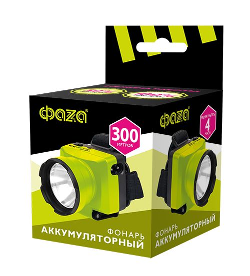Налобный светодиодный фонарь ФАZA аккумуляторный 140 лм 75х70 AccuFH7-L3W-gn