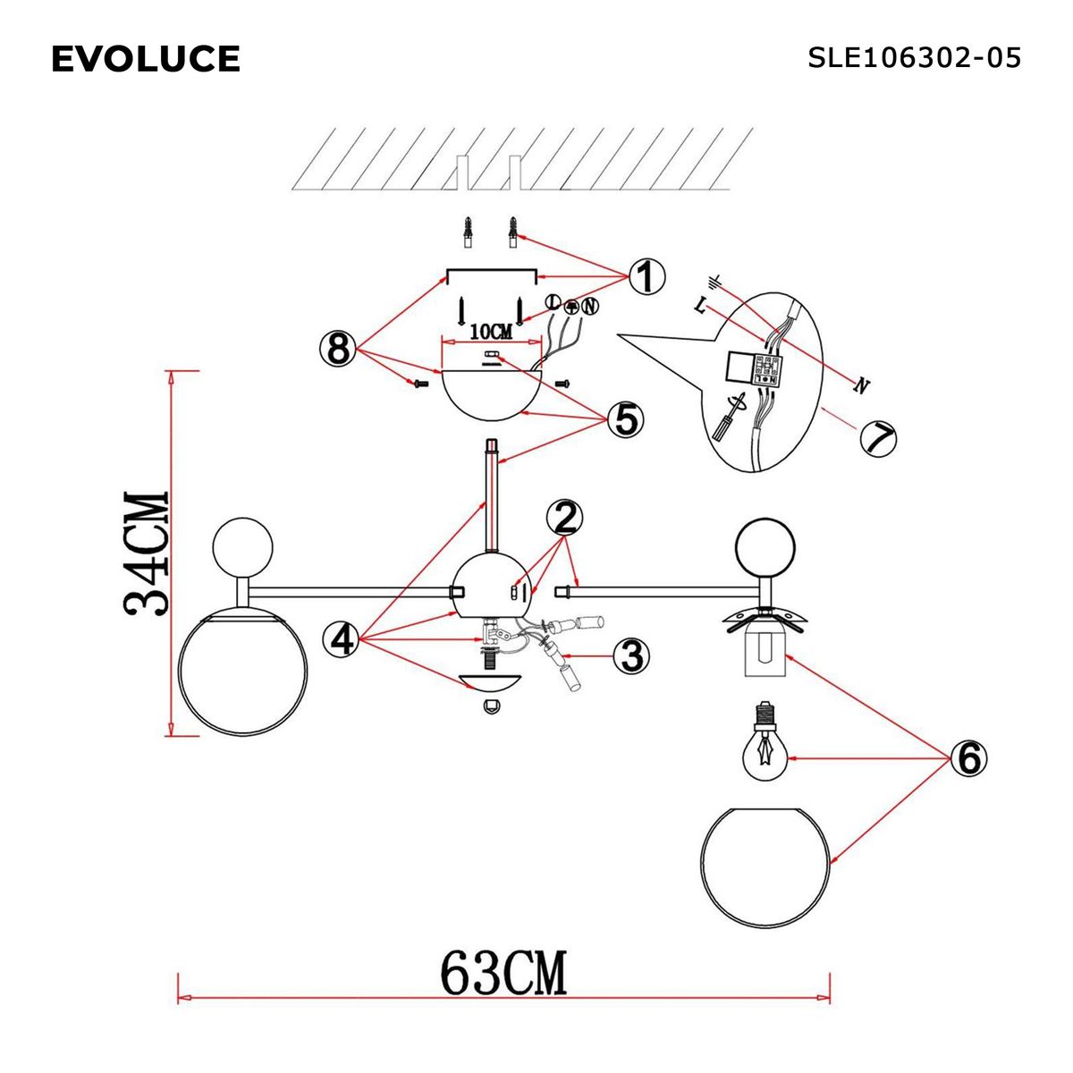 Подвесная люстра Evoluce Pechio SLE106302-05