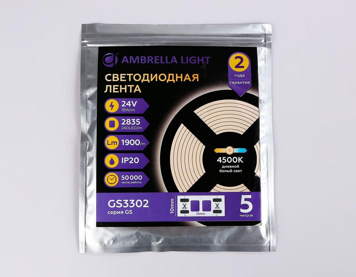 Светодиодная лента Ambrella Light 18W/m 240LED/m 2835SMD дневной белый 5M GS3302
