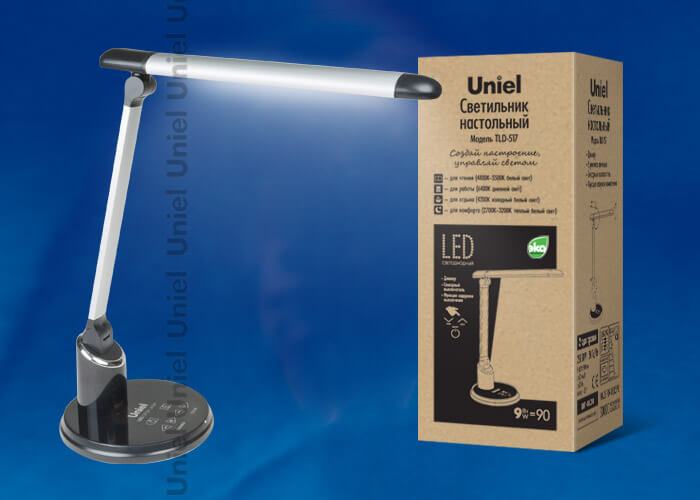 Настольная лампа Uniel TLD-517 Silver-Black/LED/900Lm/2700-6400K/Dimmer 09107