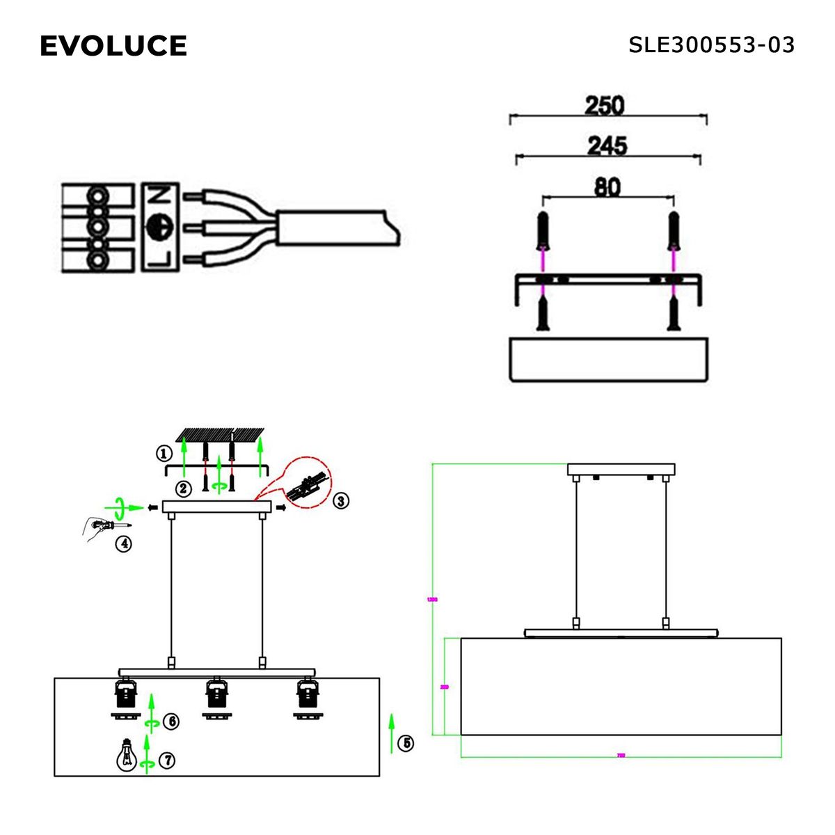 Подвесная люстра Evoluce Brescia SLE300553-03