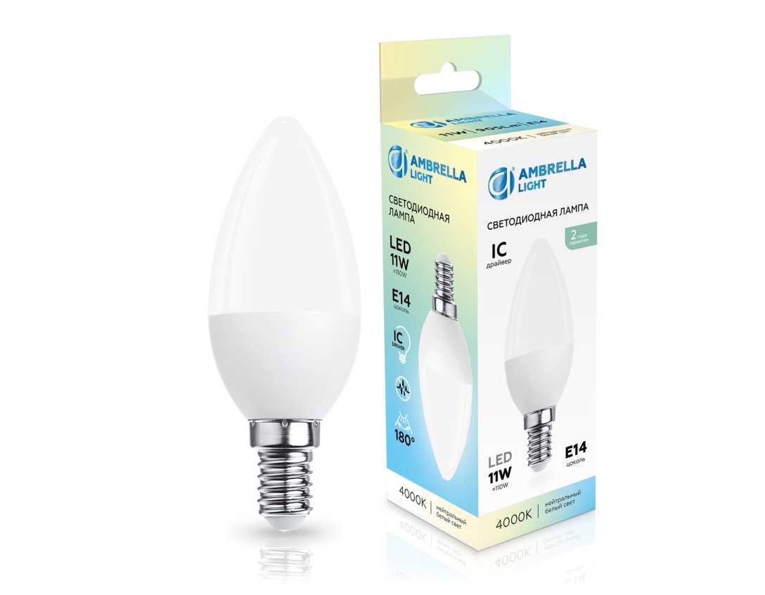 Лампа светодиодная Свеча C37 11W 4000K Ambrella light Bulding 371114