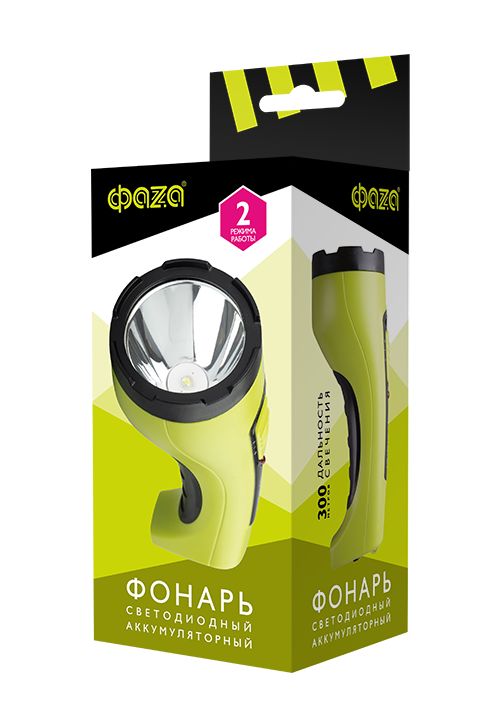 Ручной светодиодный фонарь ФАZA аккумуляторный 125 лм 165х80 AccuF2-L3W-gn