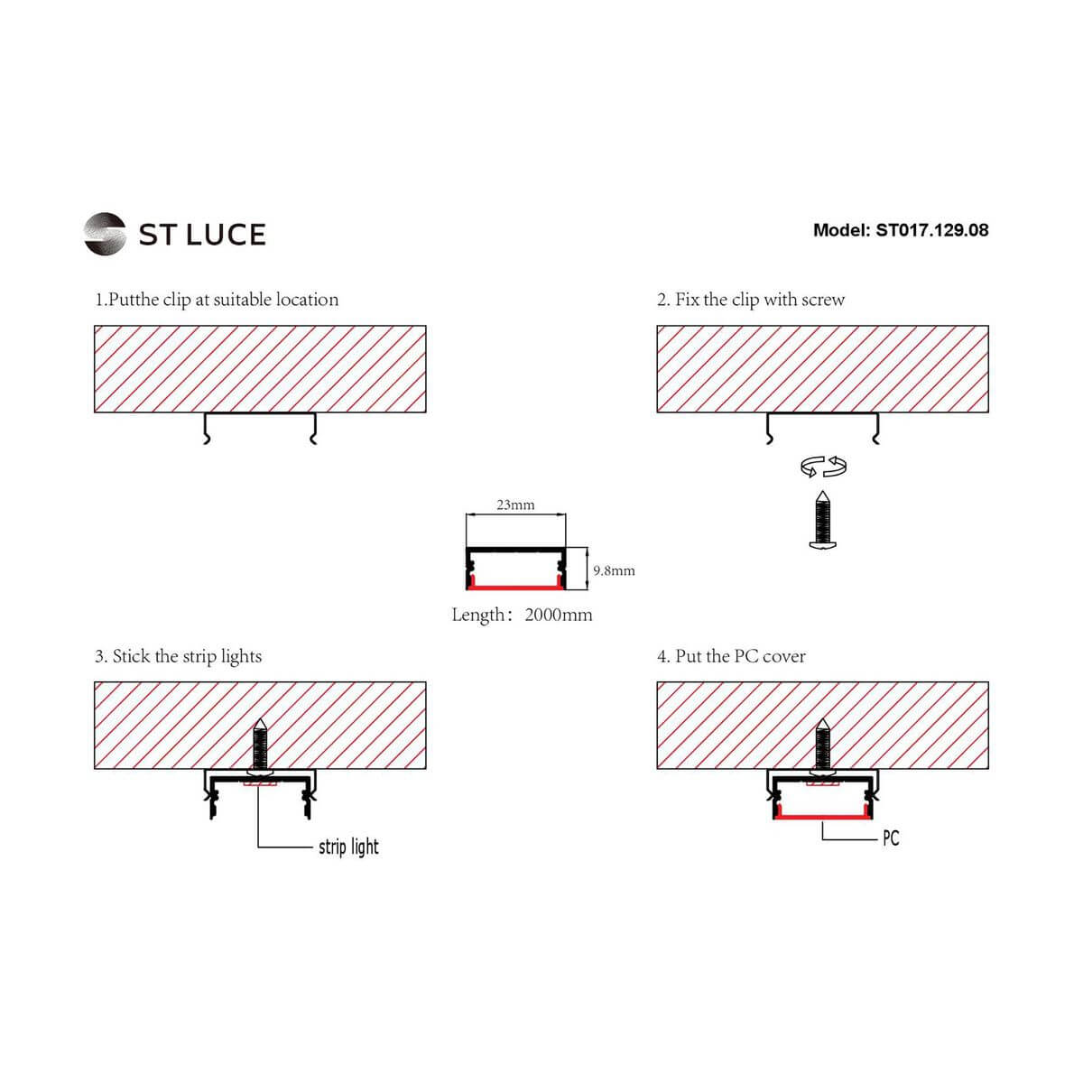 Профиль с рассеивателем ST-Luce ST017.129.08