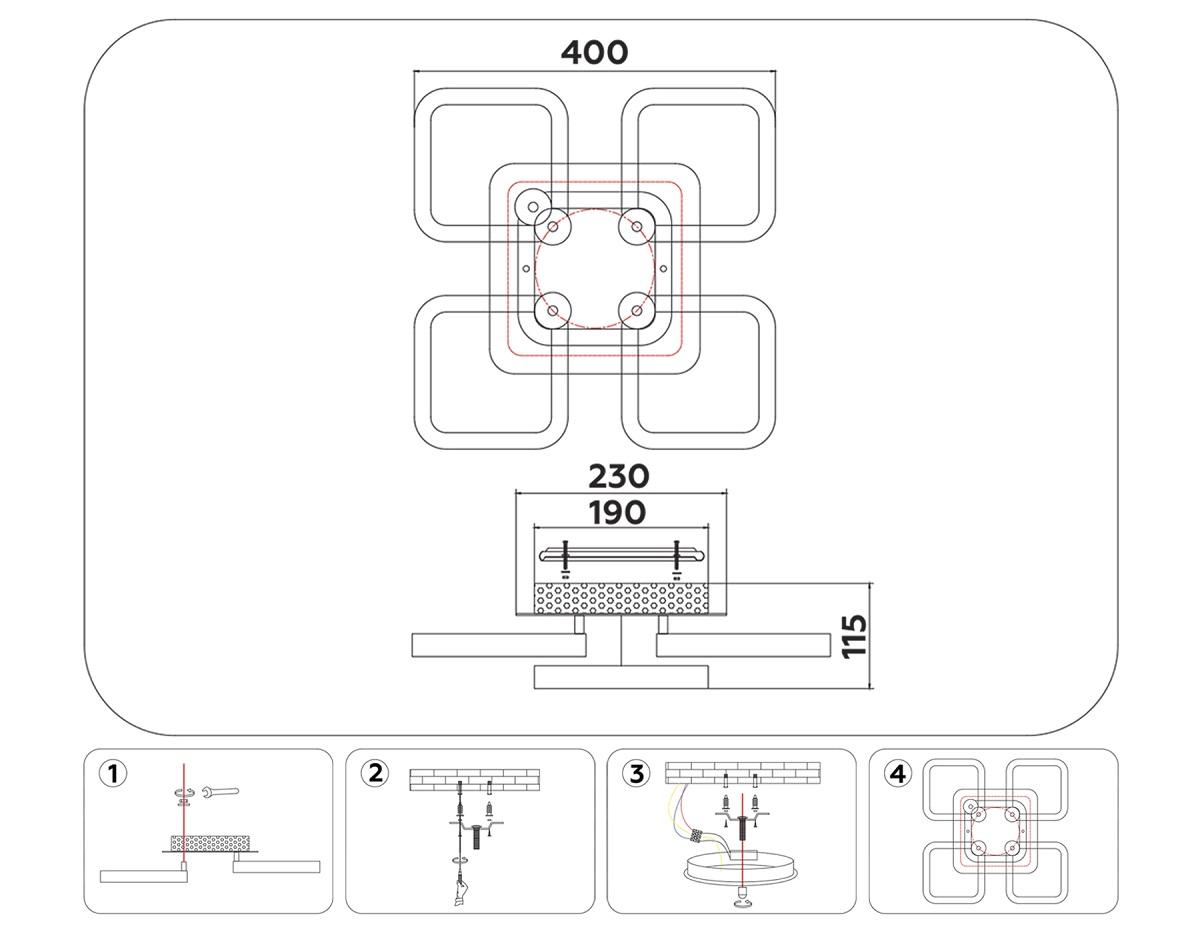 Потолочная светодиодная люстра Ambrella light Acrylica Original FA3861