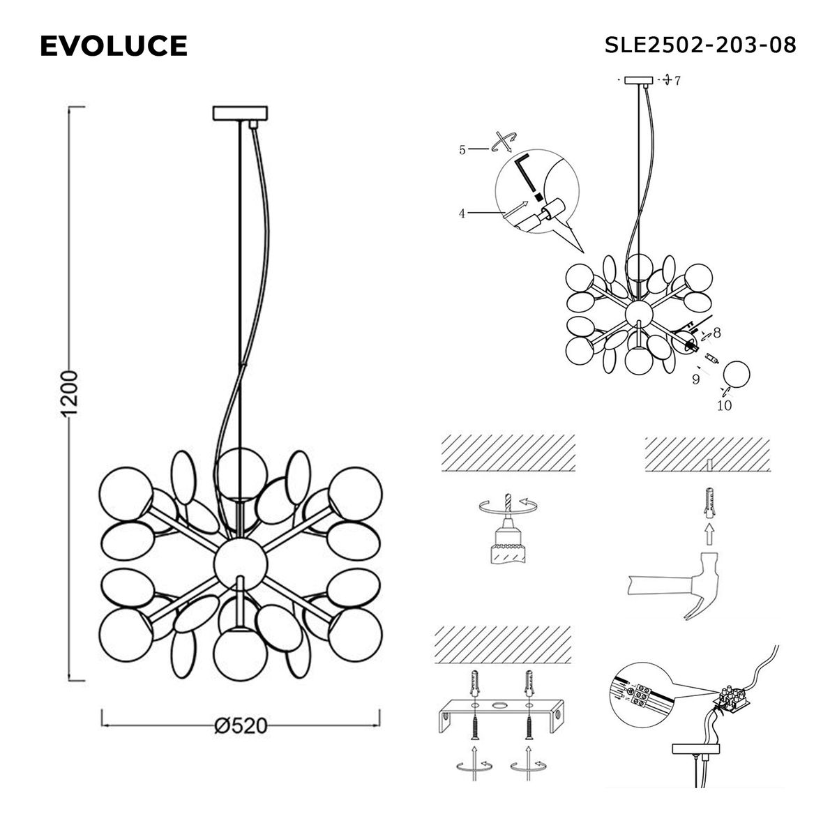 Подвесная люстра Evoluce VOLA SLE2502-203-08