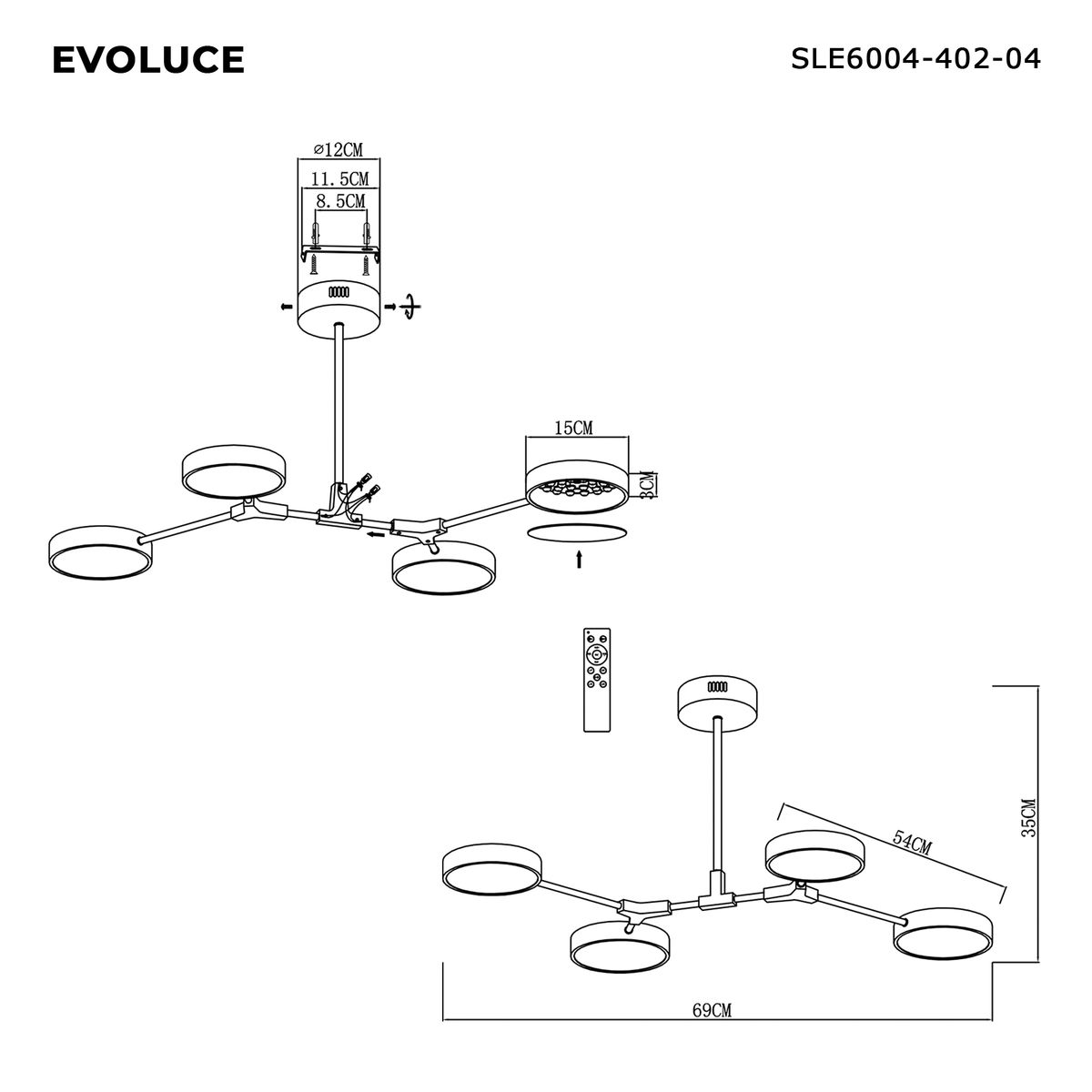 Потолочная светодиодная люстра Evoluce Monta SLE6004-402-04
