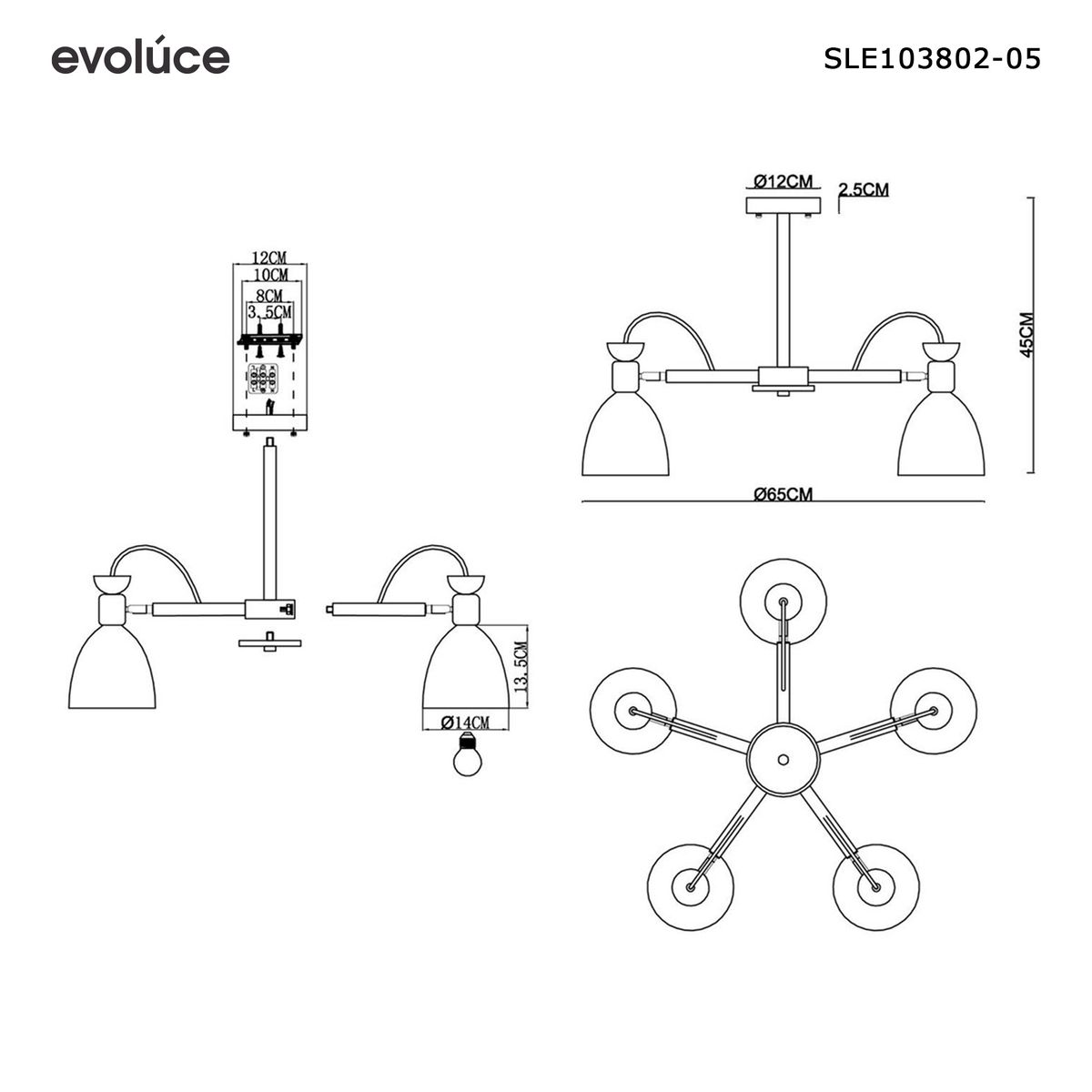 Потолочная люстра Evoluce Balcamo SLE103802-05