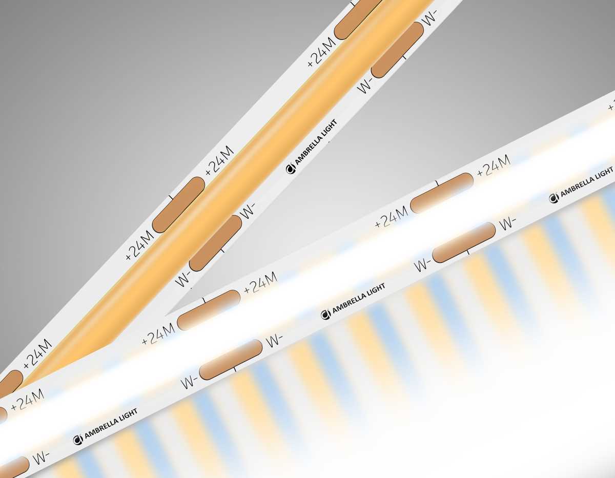Светодиодная лента Ambrella Light GS4901 COB 608Led/ 12W m/ 24V IP20 CCT 3000-6500K/ 5m*8mm*2.2mm (3 конт.) GS4901