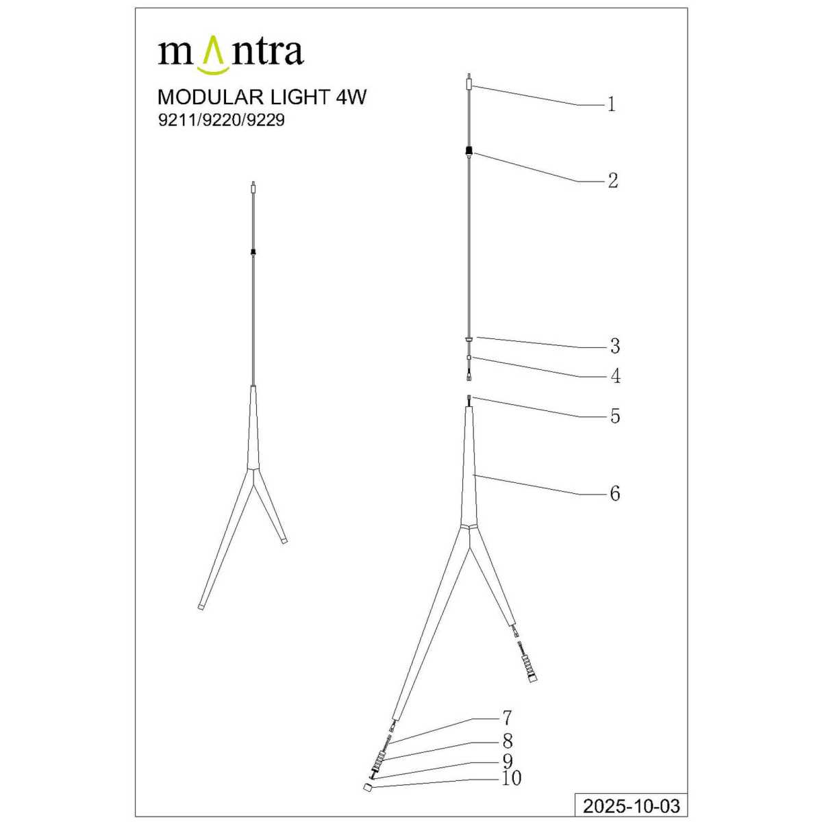 Подвесной модульный светильник без основания Mantra Arrecife 9229