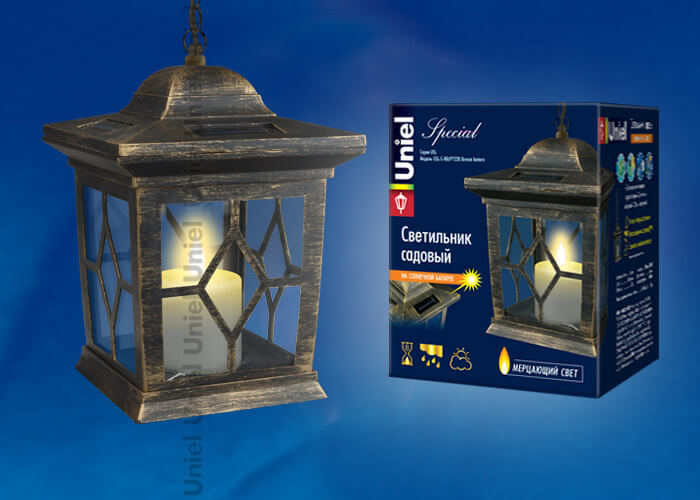 Подвесной светильник на солнечных батареях Uniel USL-S-180/PT220 Bronze lantern 10227