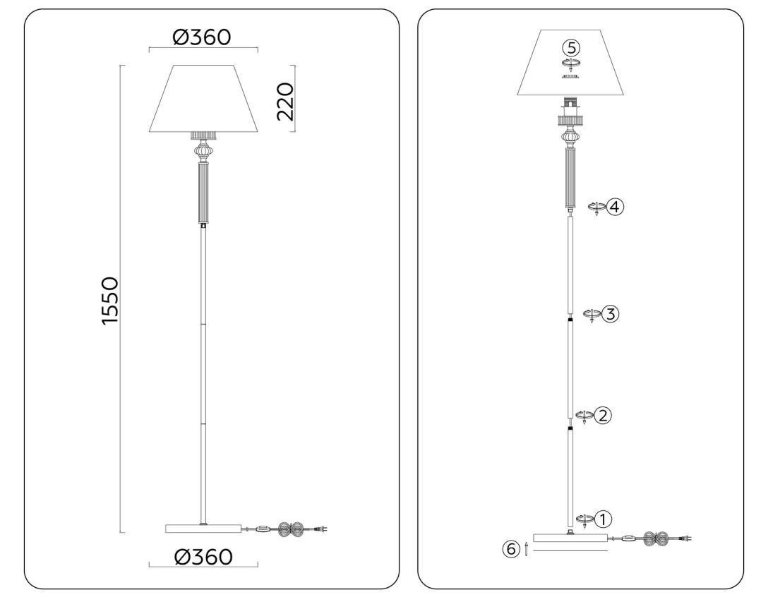 Торшер Ambrella light High Light LH71028