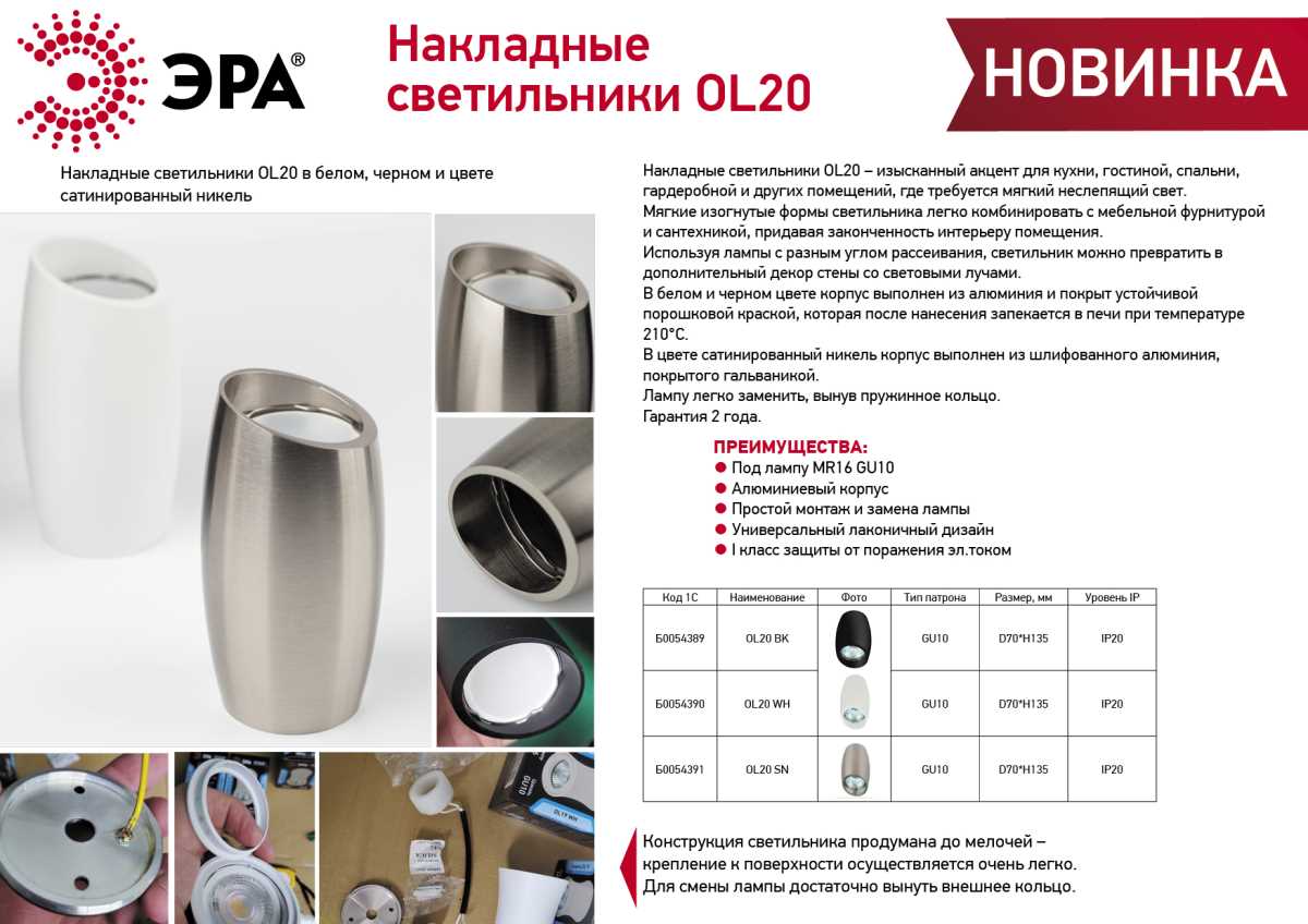 Накладной светильник ЭРА OL20 SN Б0054391
