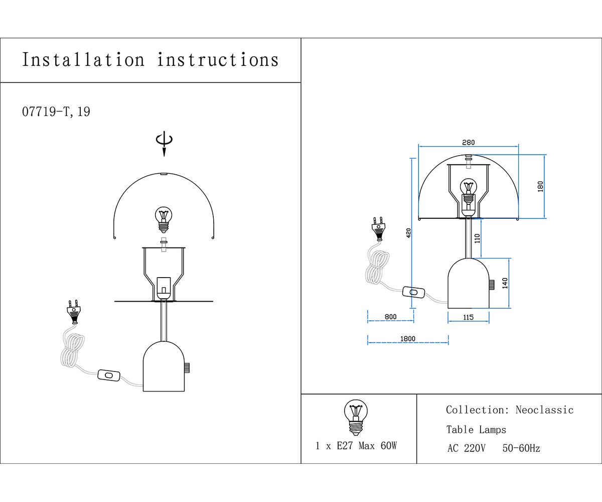 Настольная лампа Kink Light Гент 07719-T,19