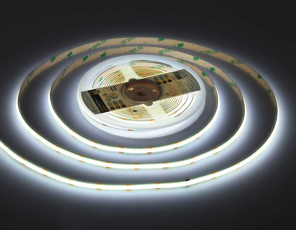 Светодиодная лента Ambrella Light GS4901 COB 608Led/ 12W m/ 24V IP20 CCT 3000-6500K/ 5m*8mm*2.2mm (3 конт.) GS4901