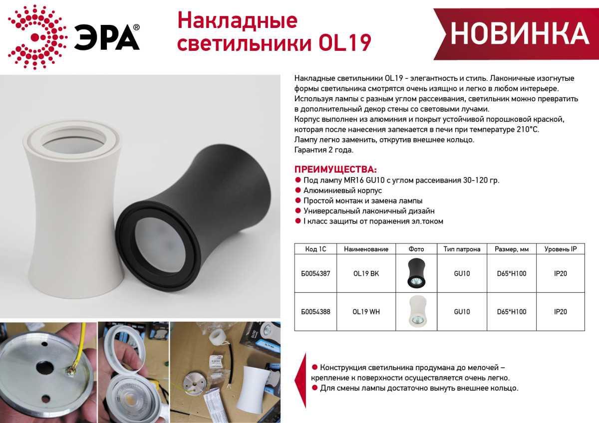 Накладной светильник ЭРА OL19 BK Б0054387