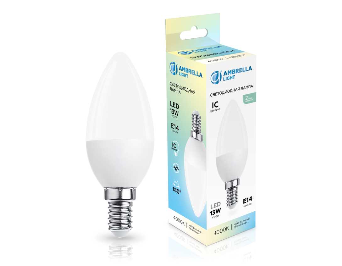Лампа светодиодная Свеча C37 13W 4000K Ambrella light Bulding 371314