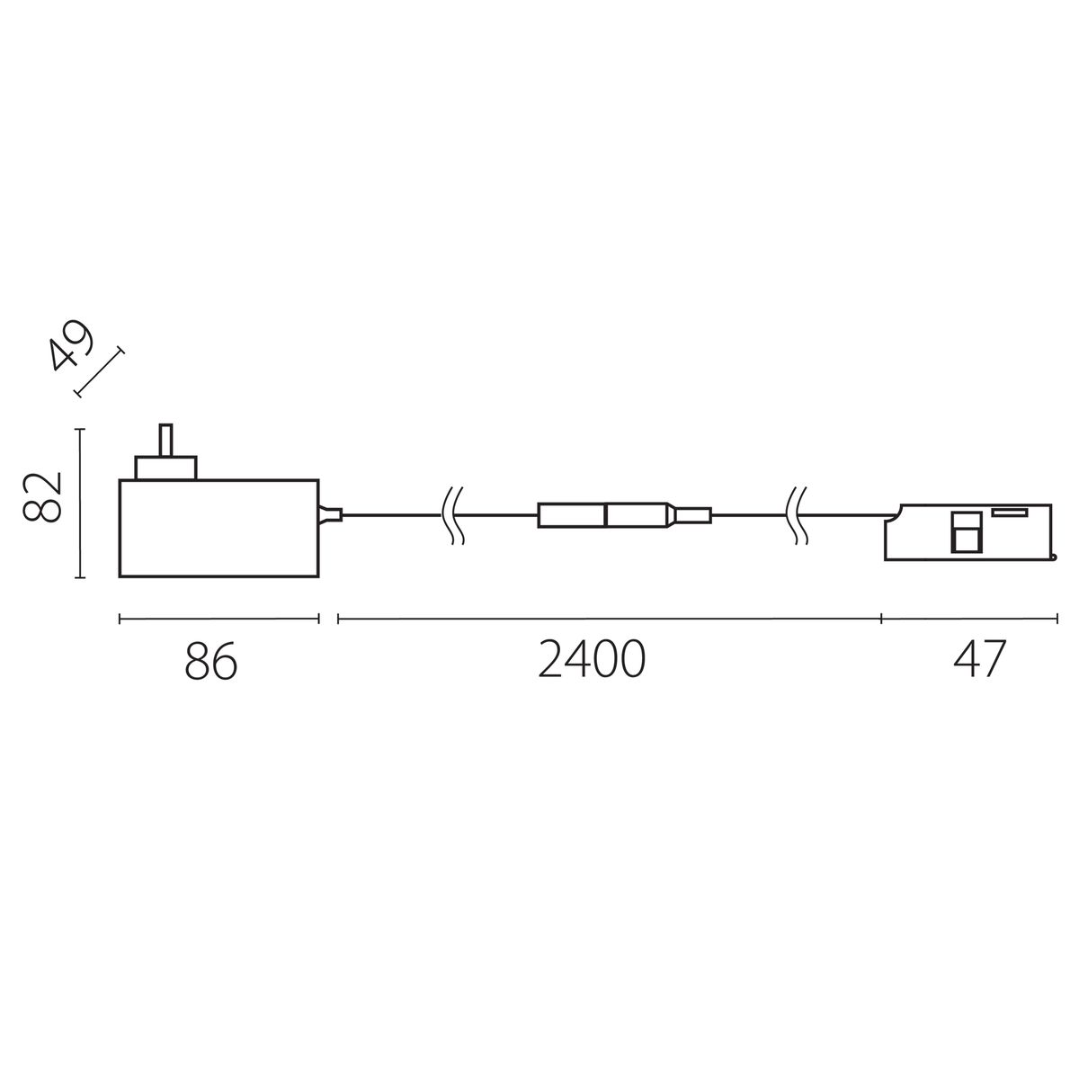 Блок питания 24V в розетку с подводом питания (506005+506197) к трекам Lightstar Linea 48W LP48W506197