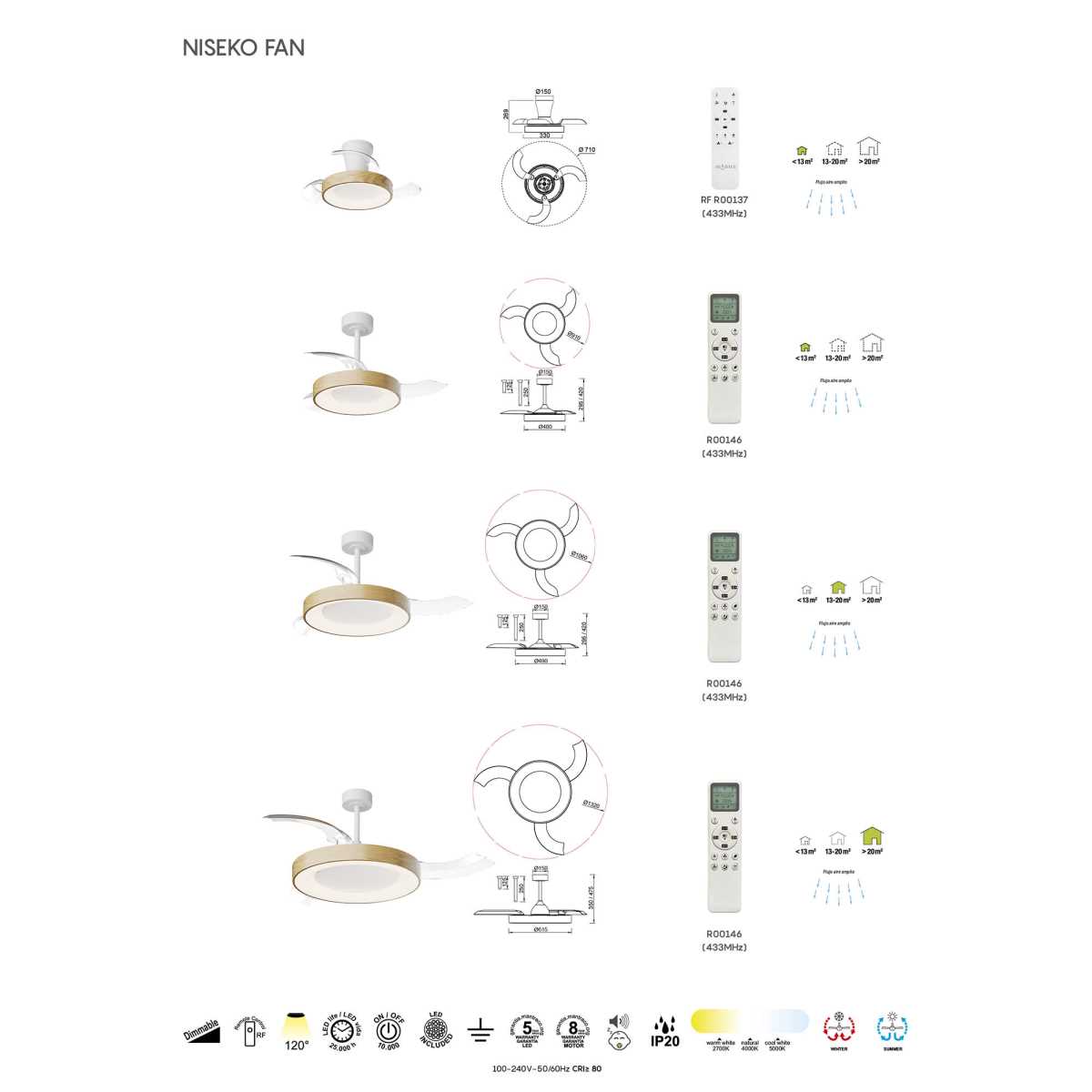 Люстра-вентилятор Mantra NISEKO FAN S 9012