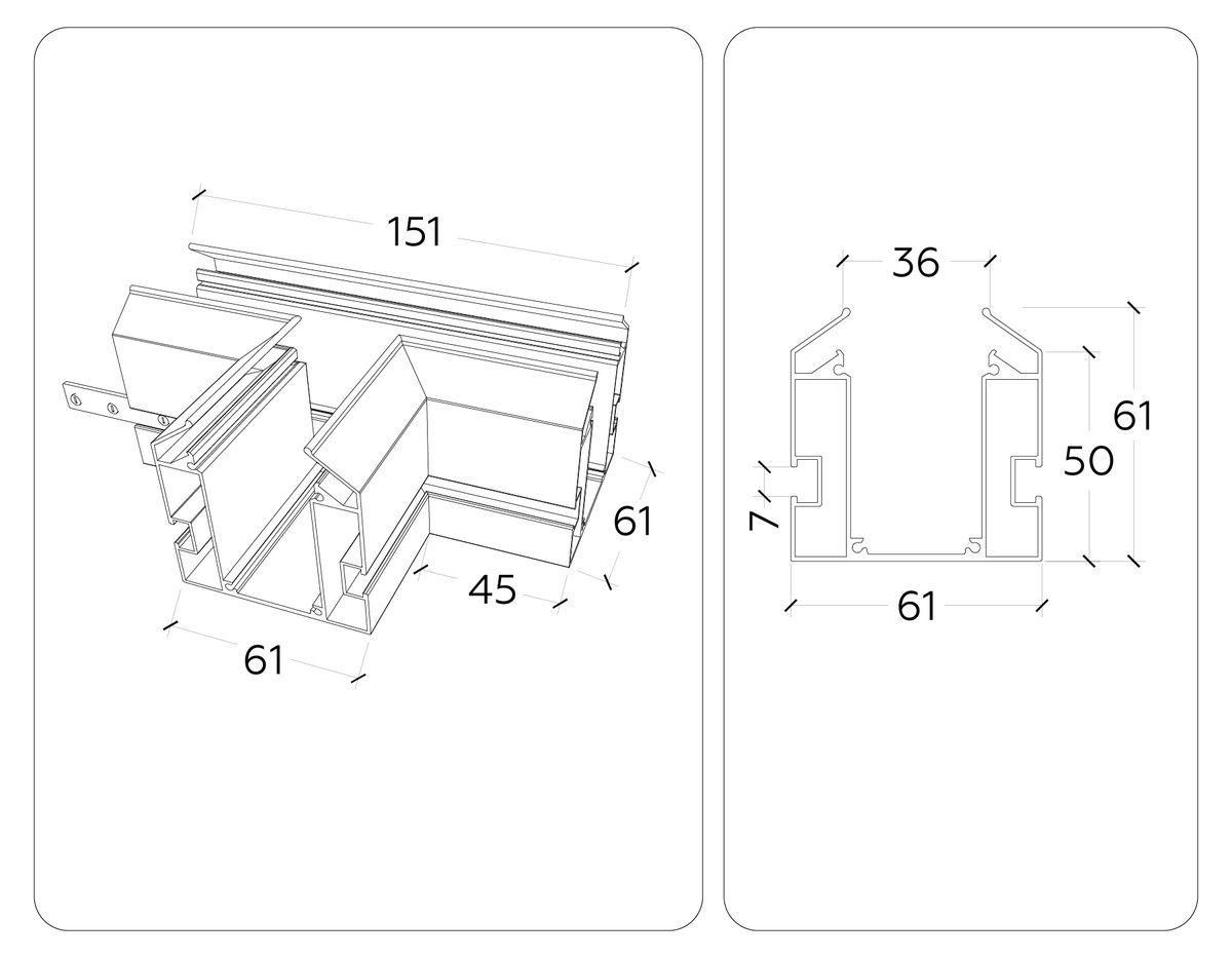 Коннектор T-образный встраиваемый Ambrella Light Track System Magnetic 220V GL1044