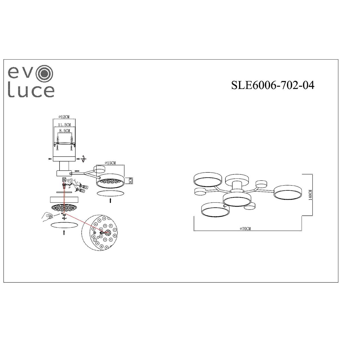 Потолочная светодиодная люстра Evoluce FAEMA SLE6006-702-04