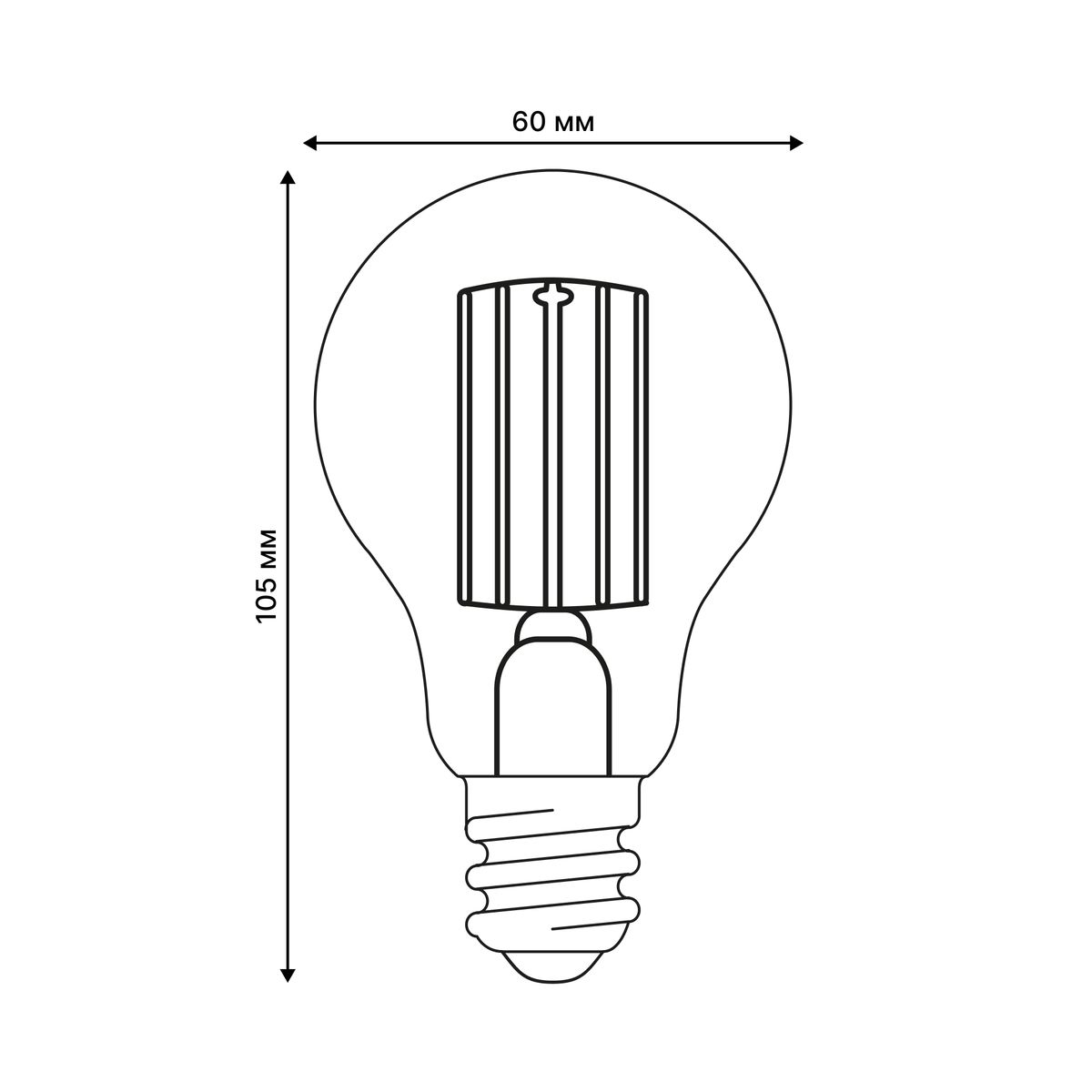 Лампа светодиодная Uniel E27 7W 3000K прозрачная LED-A60-7W/3000K/E27/CL GLY01TR UL-00011934