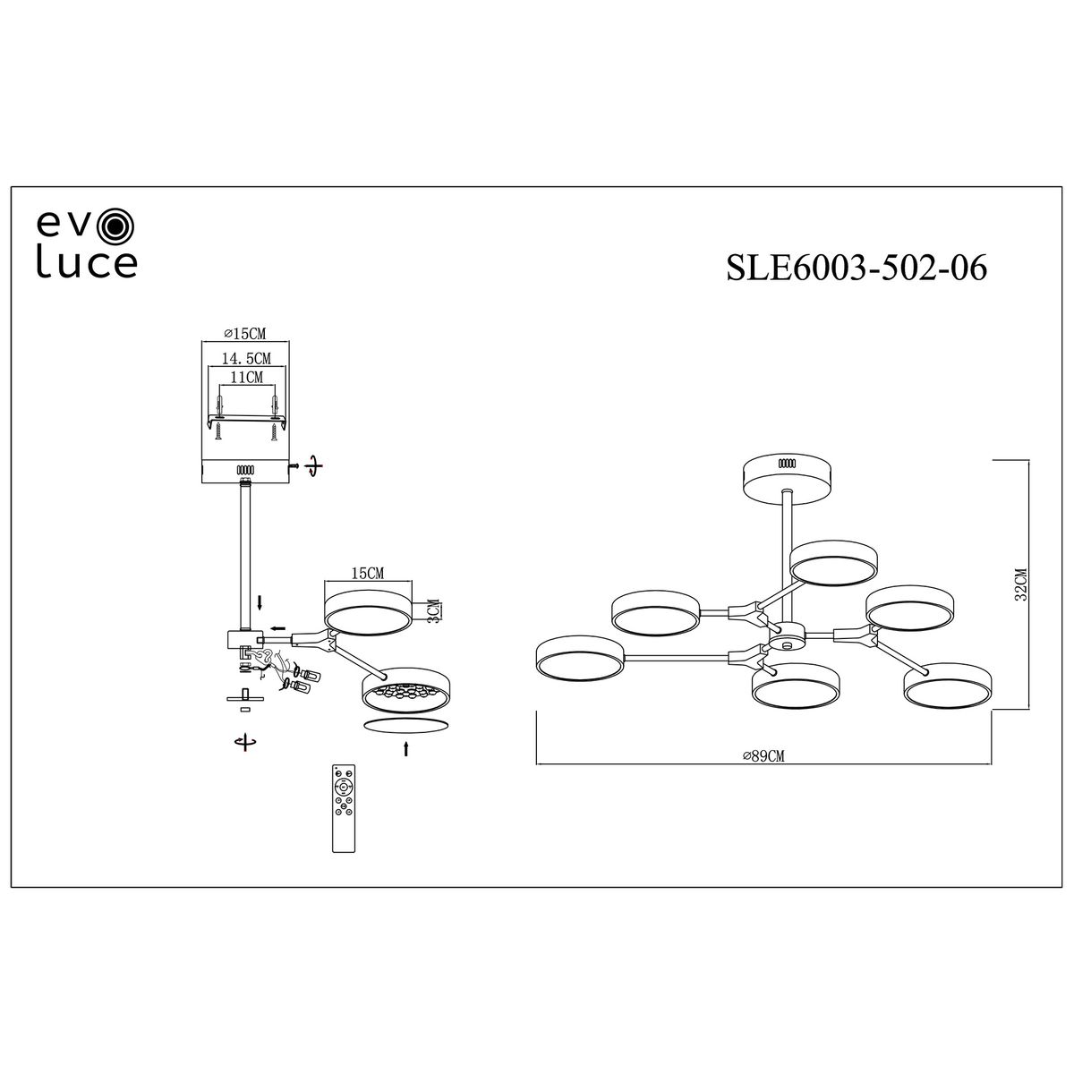 Потолочная светодиодная люстра Evoluce Monta SLE6003-502-06