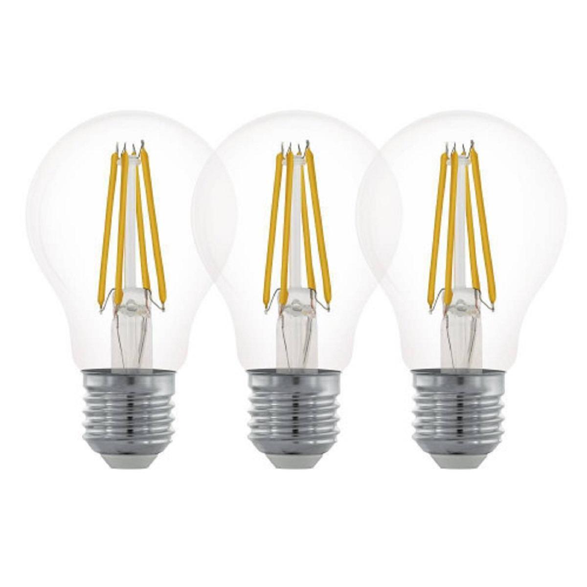 Набор светодиодных ламп (3 шт.) Eglo E27 6,5W 2700K прозрачная 12887