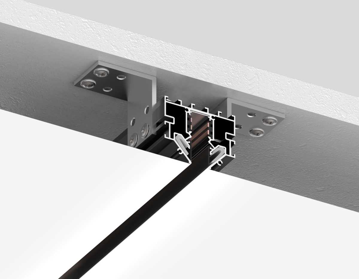 Шинопровод для монтажа в натяжной ПВХ потолок системы крепления Гарпун 3м Ambrella Light TRACK SYSTEM GL1950