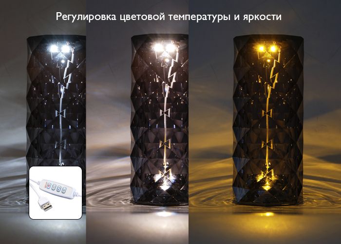 Настольная лампа ФАZA Кристалл CTL3-USB-bk