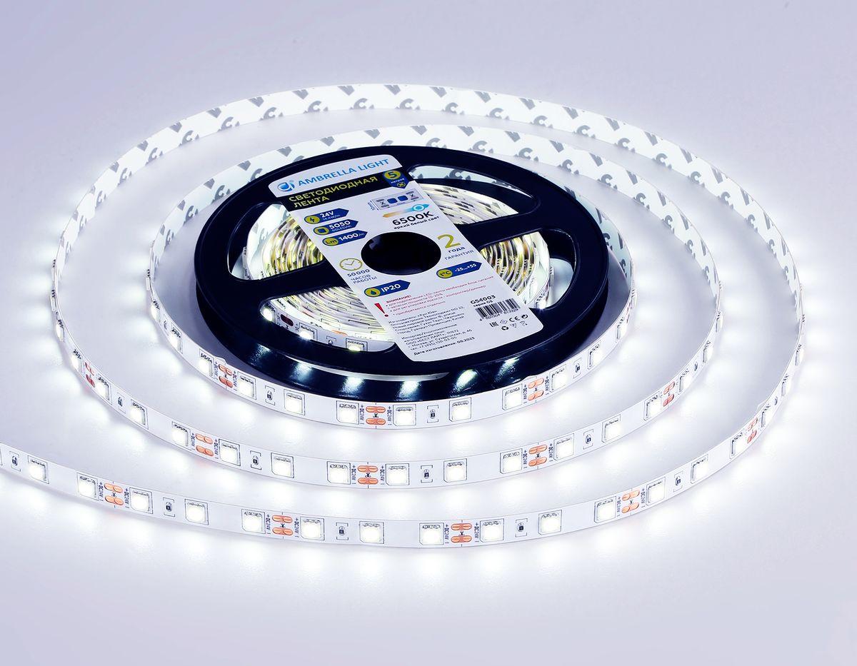 Светодиодная лента Ambrella Light 14,4W/m 60LED/m 5050SMD холодный белый 5M GS4003