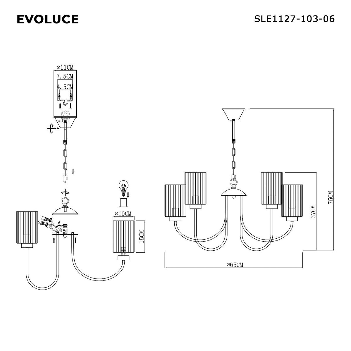Подвесная люстра Evoluce Tilda SLE1127-103-06